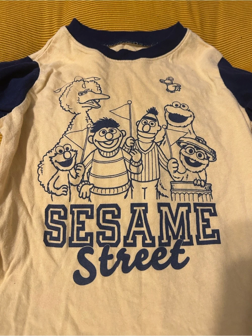 GAP Sesame Street Long Sleeve Tee - Yellow & Navy